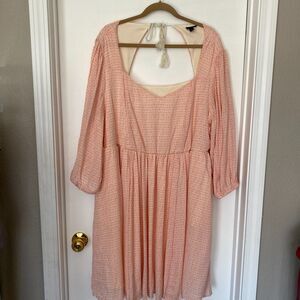 TORRID Light Pink Baby Doll Spring Summer Lined Pockets Tie Back Dress Size 2/2X